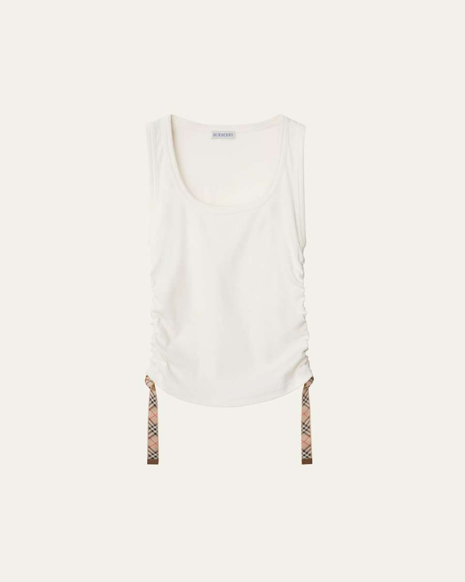 Ruched Check Drawstring Tank Top
